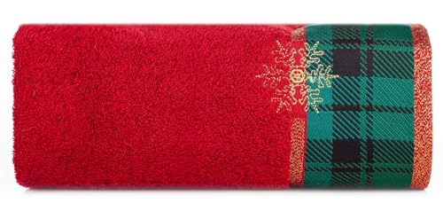 Eurofirany Handtuch Weihnachten 50x90cm rot grün Badetuch Duschtuch 100% Baumwolle Schneeflocken Badehandtuch Baumwollhandtuch weich modern Design Bad von Eurofirany