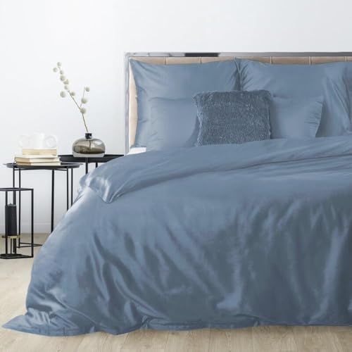 Eurofirany Hochwertige Bettwäsche NOVA3 Gelb Rosa Himmelblau Petrol Beige Einfarbig Baumwolle Bettwäschegarnitur 3tlg 2tlg 140x200 160x200180x200 220x200 (Blau, 180 x 200 cm) von Eurofirany