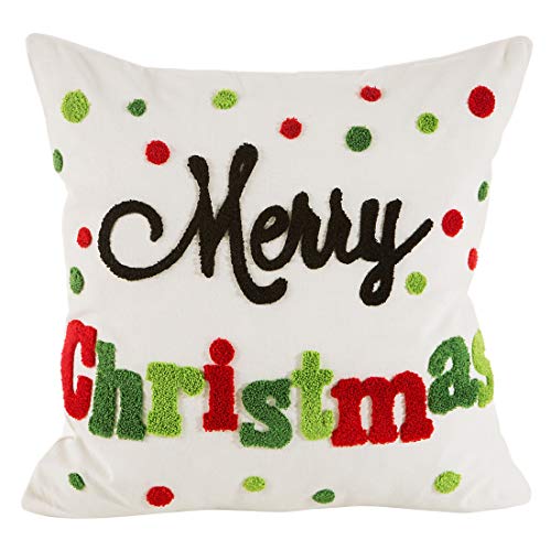 Eurofirany Kissenbezüge Kissenhüllen Couchkissenbezüge Sofakissenbezüge Weihnachten Christmas Dekorationskissen Doppelpack 2er Set Kopfkissenbezüge Dekokissen, Polyester, Weiß, 45x45cm von Eurofirany