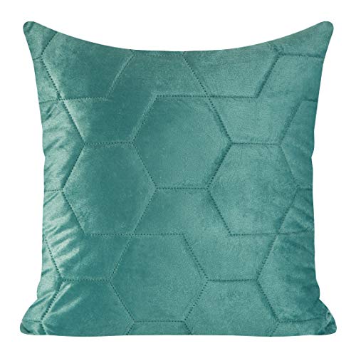 Eurofirany Kissenhülle Kissenbezug Couchkissen Sofakissen Bettkissen Zimmerdekoration Elegant Edel Exklusiv Velvet Samt Geometrische Muster, Dunkeltürkis, 45x45cm, 2 von Eurofirany