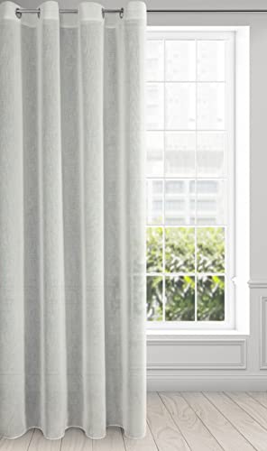 Eurofirany Leinen Optic Vorhang ALICJA mit Ösen - 1Stk. - Etamin Eco Boho Natürlich Fenstergardine Wohnzimmer Schlafzimmer 140x250cm Creme von Eurofirany