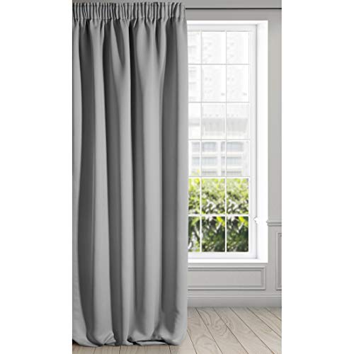 Eurofirany Logan Vorhang Blickdicht, Blackout, Satin Verdunkelungsvorhang mit Kräuselband-1 STK. Elegant, Glatt, Einfarbig, Wohnzimmer, Schlafzimmer, Silber, 135x270 cm von Eurofirany