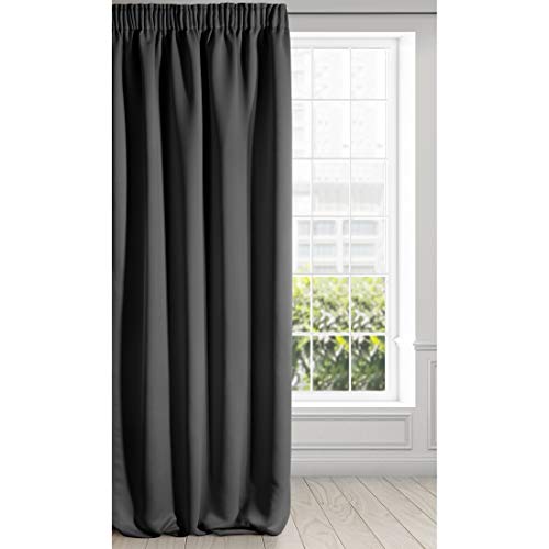 Eurofirany Logan Vorhang Blickdicht, Blackout, Satin Verdunkelungsvorhang mit Kräuselband-1 STK. Elegant, Glatt, Einfarbig, Wohnzimmer, Schlafzimmer, Schwarz, 135x270 cm von Eurofirany