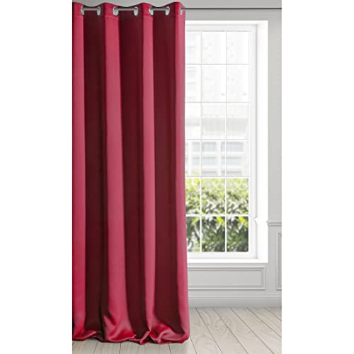 Eurofirany Logan Vorhang Blickdicht, Blackout, Satin Verdunkelungsvorhang mit Ösen-1 STK. Ösenvorhang, Elegant, Glatt, Einfarbig, Wohnzimmer, Schlafzimmer, Rot, 135x250 cm von Eurofirany