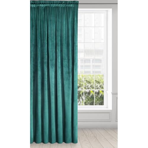 Eurofirany Melanie Vorhang Samt Velvet Kräuselband -1 STK. Weich Edel Gardine 200g/m² Elegant Glatt Einfarbig Flauschig Modern Klassisch Wohnzimmer Schlafzimmer, 140x270 cm, Dunkelturkis Eurofirany Melanie Vorhang Samt Velvet Kräuselband -1 STK. Weich Edel Gardine 200g/m² Elegant Glatt Einfarbig Flauschig Modern Klassisch Wohnzimmer Schlafzimmer, 140x270 cm, Dunkelturkis von Eurofirany