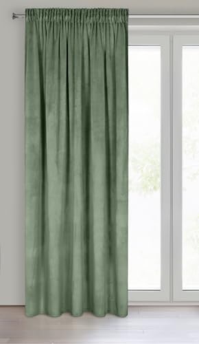 Eurofirany Melanie Vorhang Samt Velvet Kräuselband -1 STK. Weich Edel Gardine 200g/m² Elegant Glatt Einfarbig Flauschig Modern Klassisch Wohnzimmer Schlafzimmer, 140x270 cm, Dunkeminze Eurofirany Melanie Vorhang Samt Velvet Kräuselband -1 STK. Weich Edel Gardine 200g/m² Elegant Glatt Einfarbig Flauschig Modern Klassisch Wohnzimmer Schlafzimmer, 140x270 cm, Dunkeminze von Eurofirany