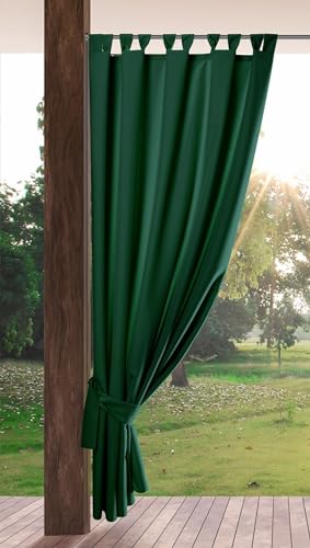 Eurofirany Garden Outdoorvorhäng mit Schlaufenschal- 1 STK. Abnehmbaren Schlaufen, Sonnenschutz Sichtschutz Winddicht Wasserdicht Vorhäng für Pavillon Terrasse Pergola, 155x200 cm, Dunkelgrün von Eurofirany