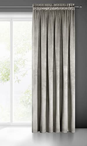 Eurofirany Pierre Velvet Samt Vorhang Gardine Kräuselband-1. STK 215g/m² Wohnzimmer Schlafzimmer Modern Klassisch, Dunkelbeige, 140X300cm von Eurofirany