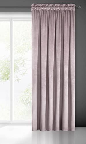 Eurofirany Pierre Velvet Samt Vorhang Gardine Kräuselband-1. STK 215g/m² Wohnzimmer Schlafzimmer Modern Klassisch, Hellrosa, 140X300cm von Eurofirany