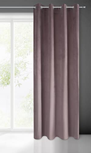 Eurofirany Pierre Vorhang Gardine Samt Ösen Velvet – Wohnzimmer Schlafzimmer Modern Klassisch Metallösen 1. STK 215g/m², Hellrosa, 140X250cm von Eurofirany