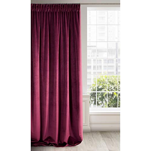 Eurofirany RIA Blickdicht Samtvorhang mit Kräuselband-1 STK. Einfarbig Thermogardine, Verdunklungsvorhänge, Wohnzimmer, Schlafzimmer, Lounge, 290 g/m2, Velvet, Bordeaux, 140x270cm von Eurofirany