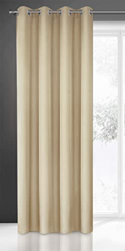 Eurofirany Rita Vorhang Gardine Glatt Schlicht Einfarbig-8 Ösen Modern Schlafzimmer Wohnzimmer Lounge Kinderzimmer 1 Stück Einzeln, Polyester, Beige, 250.00 x 140.00 cms von Eurofirany