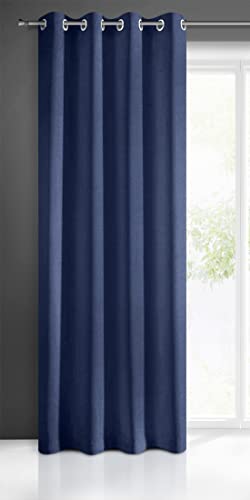 Eurofirany Rita Vorhang Gardine Glatt Schlicht Einfarbig-8 Ösen Modern Schlafzimmer Wohnzimmer Lounge Kinderzimmer 1 Stück Einzeln, Polyester, Marineblau, 140 x 250cm von Eurofirany