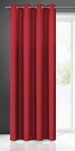 Eurofirany Rita Vorhang Gardine Glatt Schlicht Einfarbig-8 Ösen Modern Schlafzimmer Wohnzimmer Lounge Kinderzimmer 1 Stück Einzeln, Polyester, Rot, 140 x 250cm von Eurofirany