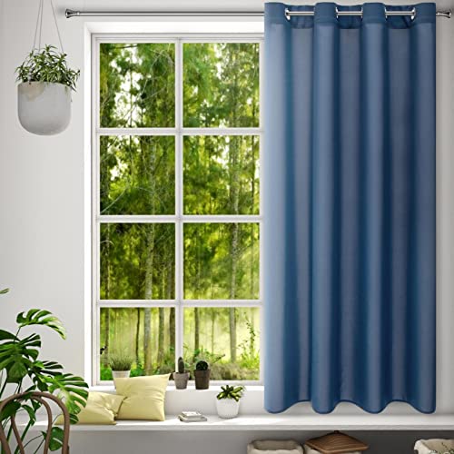 Eurofirany Rita Vorhang Gardine Glatt Schlicht Einfarbig - 8 Ösen Modern Schlafzimmer Wohnzimmer Lounge Kinderzimmer 1 Stück Einzeln Dunkel Blau 140x175cm von Eurofirany