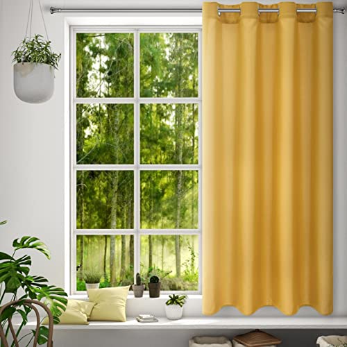 Eurofirany Rita Vorhang Gardine Glatt Schlicht Einfarbig - 8 Ösen Modern Schlafzimmer Wohnzimmer Lounge Kinderzimmer 1 Stück Einzeln Senf Gelb 140x175cm von Eurofirany