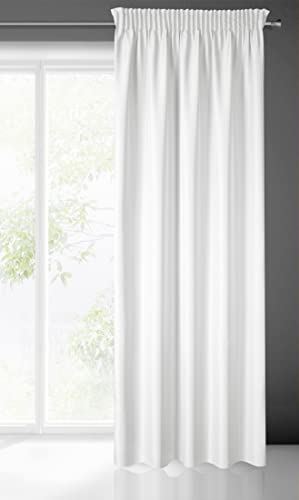 Eurofirany Rita Vorhang Gardine Glatt Schlicht Einfarbig - Kräuselband Modern Schlafzimmer Wohnzimmer Lounge Kinderzimmer 1 Stück Einzeln Weiß 140x270cm von Eurofirany