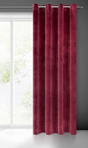 Eurofirany Villa Vorhang Samt Velvet Weich 10 Ösen-1 Stk. Edel Gardine Dick 290 g/m2 Elegant Glatt Einfarbig Flauschig Modern Klassisch Wohnzimmer Schlafzimmer Lounge, Bordeaux, 140x250cm von Eurofirany