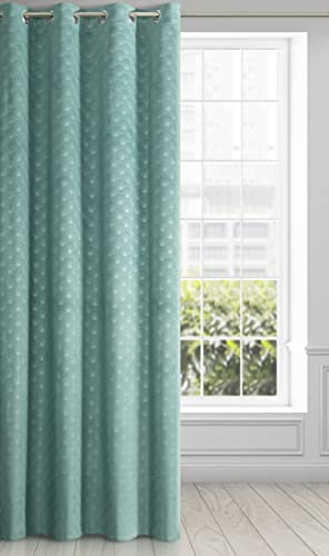 Eurofirany Samt Vorhang mit Geometrischen Fächermuster und Ösen – 1 STK. Gardine Balkontür Gemustert Velvet Optik Einfarbig Flauschig Modern Wohnzimmer Schlafzimmer 140x250cm 3D Samt Struktur Seegrün von Eurofirany