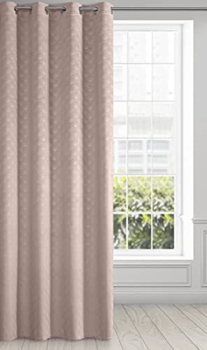 Eurofirany Samt Vorhang mit Geometrischen Fächermuster und Ösen – 1 STK. Gardine Balkontür Gemustert Velvet Optik Einfarbig Flauschig Modern Wohnzimmer Schlafzimmer 140x250cm 3D Struktur Puder Rosa von Eurofirany