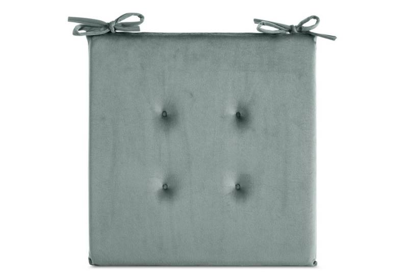 Eurofirany Stuhlkissen Sitzkissen aus Velvet Gesteppte 4 Punkte Einfarbig 40x40 cm, Samt Kissen Velours Sitzkissen mit Schnürchen von Eurofirany