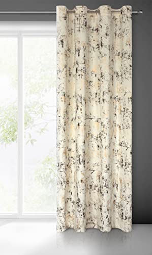 Eurofirany Tonia Samt Vorhang mit Marmor Gold Muster und Ösen 1 STK. - Glamour Wohnzimmer Schlafzimmer 140x250cm Creme von Eurofirany