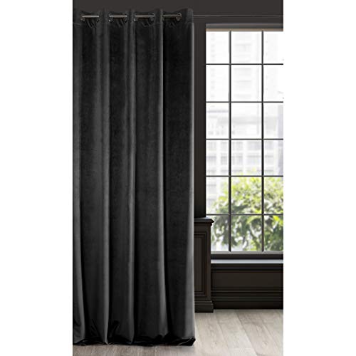 Eurofirany RIA Blickdicht Samtvorhang mit Ösen-1 STK. Einfarbig Thermogardine, Verdunklungsvorhänge, Wohnzimmer, Schlafzimmer, Lounge, 290 g/m2, Velvet, SCHWARZ, 140x250cm von Eurofirany