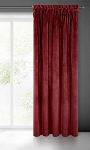 Eurofirany Villa Vorhang Samt Velvet Weich Kräuselband-1 Stk. Edel Gardine Dick 290 g/m2 Elegant Glatt Einfarbig Flauschig Modern Klassisch Wohnzimmer Schlafzimmer Lounge, Bordeaux, 140x270cm von Eurofirany