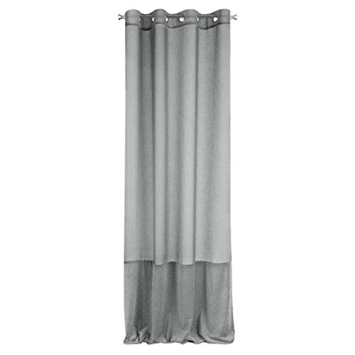 Eurofirany Vorhang Samt Glatt Edel Velvet Silber Steinchen 8 ÖsenEdel Elegant Hochwertig Glamour Schlafzimmer Wohnzimmer Glitzer, 135X250cm von Eurofirany