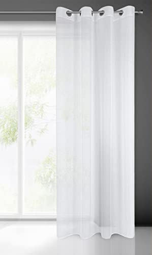 Gardine Durchsichtig Transparent Einfarbig mit Horizontal Regenstruktur mit Ösen Ösenschal - 1 STK. Schlicht Durscheinend Leicht Modern Schick Klassisch Wohnzimmer Schlafzimmer Kinderzimmer Küche von Eurofirany