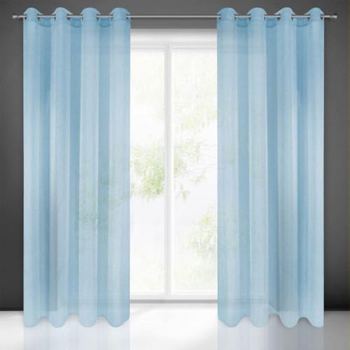 Gardine Durchsichtig Transparent Einfarbig mit Horizontal Regenstruktur mit Ösen Ösenschal - 1 STK. Schlicht Durscheinend Leicht Modern Schick Klassisch Wohnzimmer Schlafzimmer Kinderzimmer Küche von Eurofirany