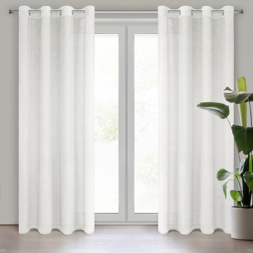 Gardine Durchsichtig Transparent Einfarbig mit Horizontal Regenstruktur mit Ösen Ösenschal - 1 STK. Schlicht Durscheinend Leicht Modern Schick Klassisch Wohnzimmer Schlafzimmer Kinderzimmer Küche von Eurofirany