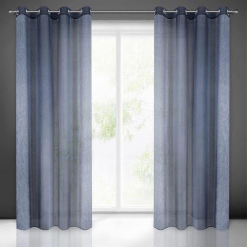 Gardine Durchsichtig Transparent Einfarbig mit Horizontal Regenstruktur mit Ösen Ösenschal - 1 STK. Schlicht Durscheinend Leicht Modern Schick Klassisch Wohnzimmer Schlafzimmer Kinderzimmer Küche von Eurofirany