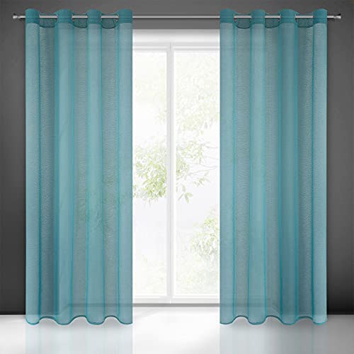 Gardine Durchsichtig Transparent Einfarbig mit Horizontal Regenstruktur mit Ösen Ösenschal - 1 STK. Schlicht Durscheinend Leicht Modern Schick Klassisch Wohnzimmer Schlafzimmer Kinderzimmer Küche von Eurofirany