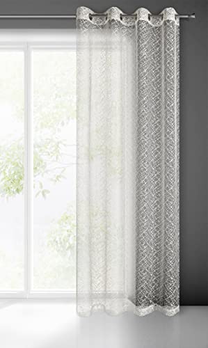 Eurofirany Gardine Vorhang Transparent aus unregelmäßigem Netz mit Ösen - 1 STK. Fischnetz Durchsichtig Schlafzimmer Wohnzimmer Lounge, Kreme von Eurofirany