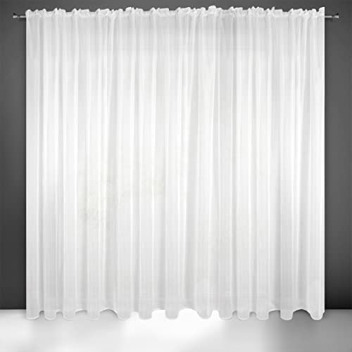 Eurofirany Gardine Vorhang Voile Glatt Transparent Kräuselband 1 STK. Durchsichtig Hochwertig Schlafzimmer Wohnzimmer Elegant Edel, 300x250cm von Eurofirany