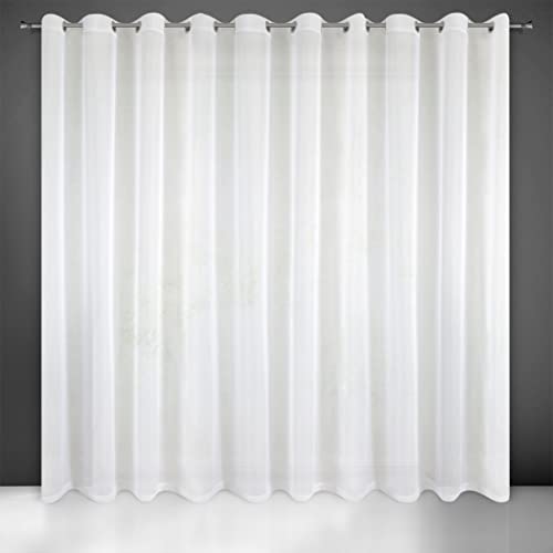 Eurofirany Lucy Voile Gardine Vorhang mit Ösen - 1 STK. Transparent Gardine Leinenoptik Durchsichtig Einfarbige für Schlafzimmer Wohnzimmer Kinderzimmer, Weiß, 250.00 x 350.00 cms von Eurofirany