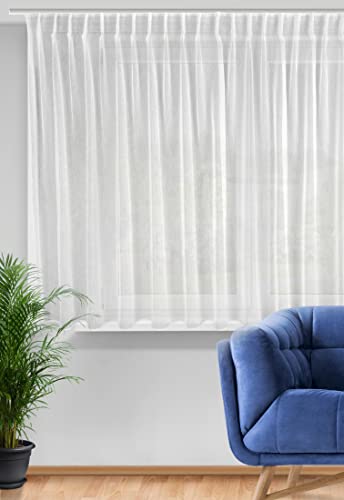 Eurofirany Belissa Gardine Weiß Transparent mit Horizontaler Regenstruktur und Faltenband auch für Deckenschiene/Gardinenschiene - 1 STK. Durchsichtig Schlicht Leicht Klassisch Elegant 300x170cm Eurofirany Belissa Gardine Weiß Transparent mit Horizontaler Regenstruktur und Faltenband auch für Deckenschiene/Gardinenschiene - 1 STK. Durchsichtig Schlicht Leicht Klassisch Elegant 300x170cm von Eurofirany
