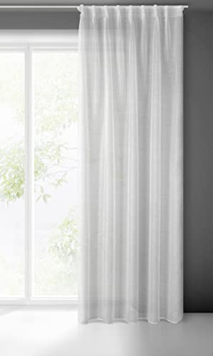 Eurofirany Belissa Gardine Weiß Transparent mit Horizontaler Regenstruktur und Faltenband auch für Deckenschiene/Gardinenschiene - 1 STK. Durchsichtig Leicht Schick Klassisch Elegant 140x300cm Eurofirany Belissa Gardine Weiß Transparent mit Horizontaler Regenstruktur und Faltenband auch für Deckenschiene/Gardinenschiene - 1 STK. Durchsichtig Leicht Schick Klassisch Elegant 140x300cm von Eurofirany