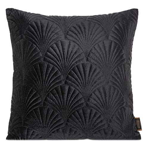 Eurofirany Kissenbezug RIA Velvet Dekokissen Bezug Kissenhülle Weiche Sofakissen Wohnzimmer Schlafzimmer Gesteppte Kissenbezüge 45x45 Samt (Schwarz 2) von Eurofirany