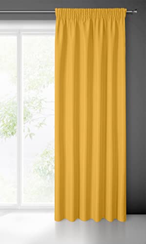 Eurofirany Rita Vorhang Gardine Glatt Schlicht Einfarbig - Kräuselband Modern Schlafzimmer Wohnzimmer Lounge Kinderzimmer 1 Stück Einzeln Senf Gelb 140x270cm von Eurofirany