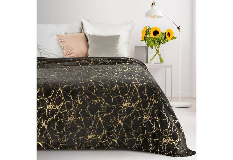 Wohndecke MARMOR, Eurofirany, 150x200 goldenes Marmor-Muster, silber, creme, schwarz, weiß von Eurofirany
