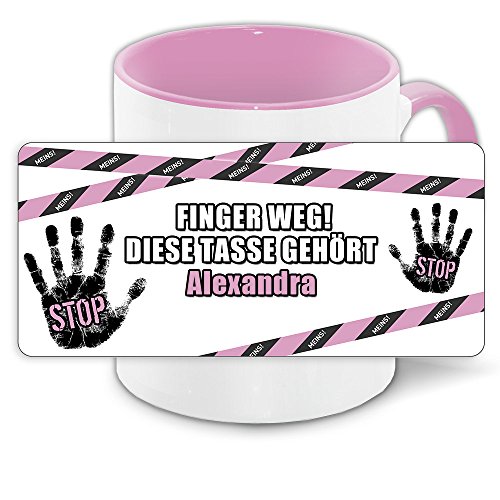 Büro-Tasse mit Namen Alexandra und schönem Motiv Finger weg, diese Tasse gehört .., Farbe: rosa von Eurofoto