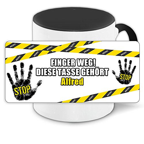 Büro-Tasse mit Namen Alfred und schönem Motiv Finger weg, diese Tasse gehört .., Farbe: schwarz von Eurofoto