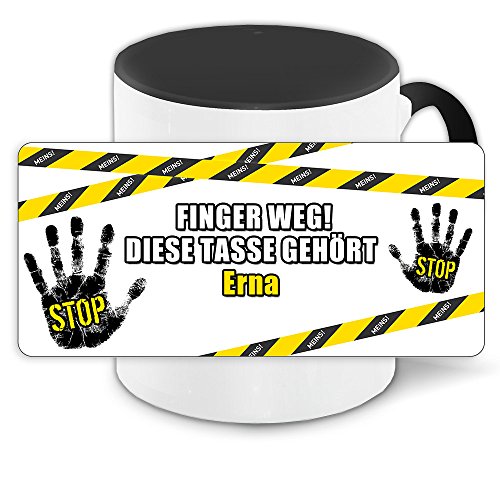 Büro-Tasse mit Namen Erna und schönem Motiv Finger weg, diese Tasse gehört .., Farbe: schwarz von Eurofoto