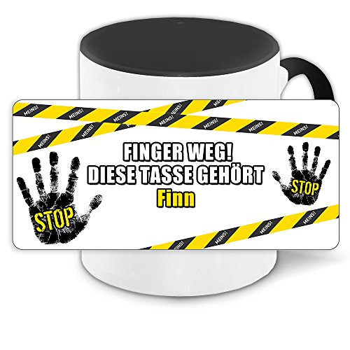 Büro-Tasse mit Namen Finn und schönem Motiv Finger weg, diese Tasse gehört .., Farbe: schwarz von Eurofoto