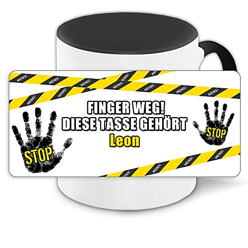 Büro-Tasse mit Namen Leon und schönem Motiv Finger weg, diese Tasse gehört .., Farbe: schwarz von Eurofoto