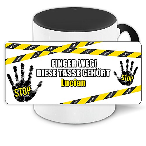 Büro-Tasse mit Namen Lucian und schönem Motiv Finger weg, diese Tasse gehört .., Farbe: schwarz von Eurofoto