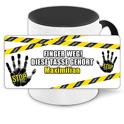 Büro-Tasse mit Namen Maximilian und schönem Motiv Finger weg, diese Tasse gehört .., Farbe: schwarz von Eurofoto