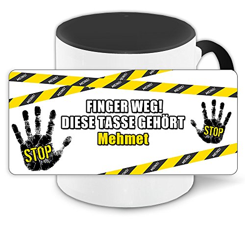 Büro-Tasse mit Namen Mehmet und schönem Motiv - Nr. 3 - Finger weg, diese Tasse gehört .., Farbe: schwarz von Eurofoto